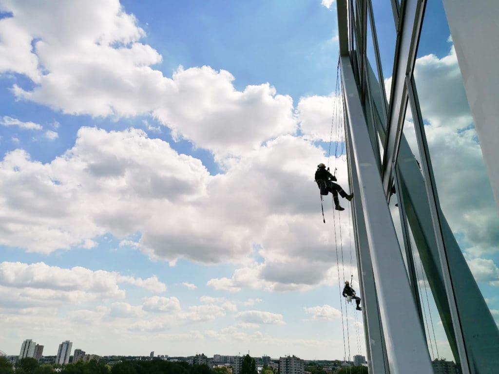 Clear Windows At Heights with Rope Access Services - Sky Lines B.V. Rope Access Company Netherlands